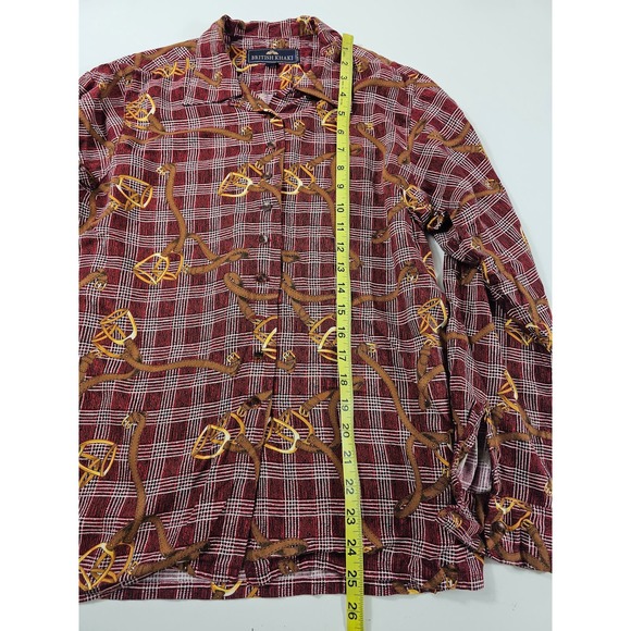 British Khaki size 6 women career casual Western Button up rayon maroon ^ - Picture 6 of 6